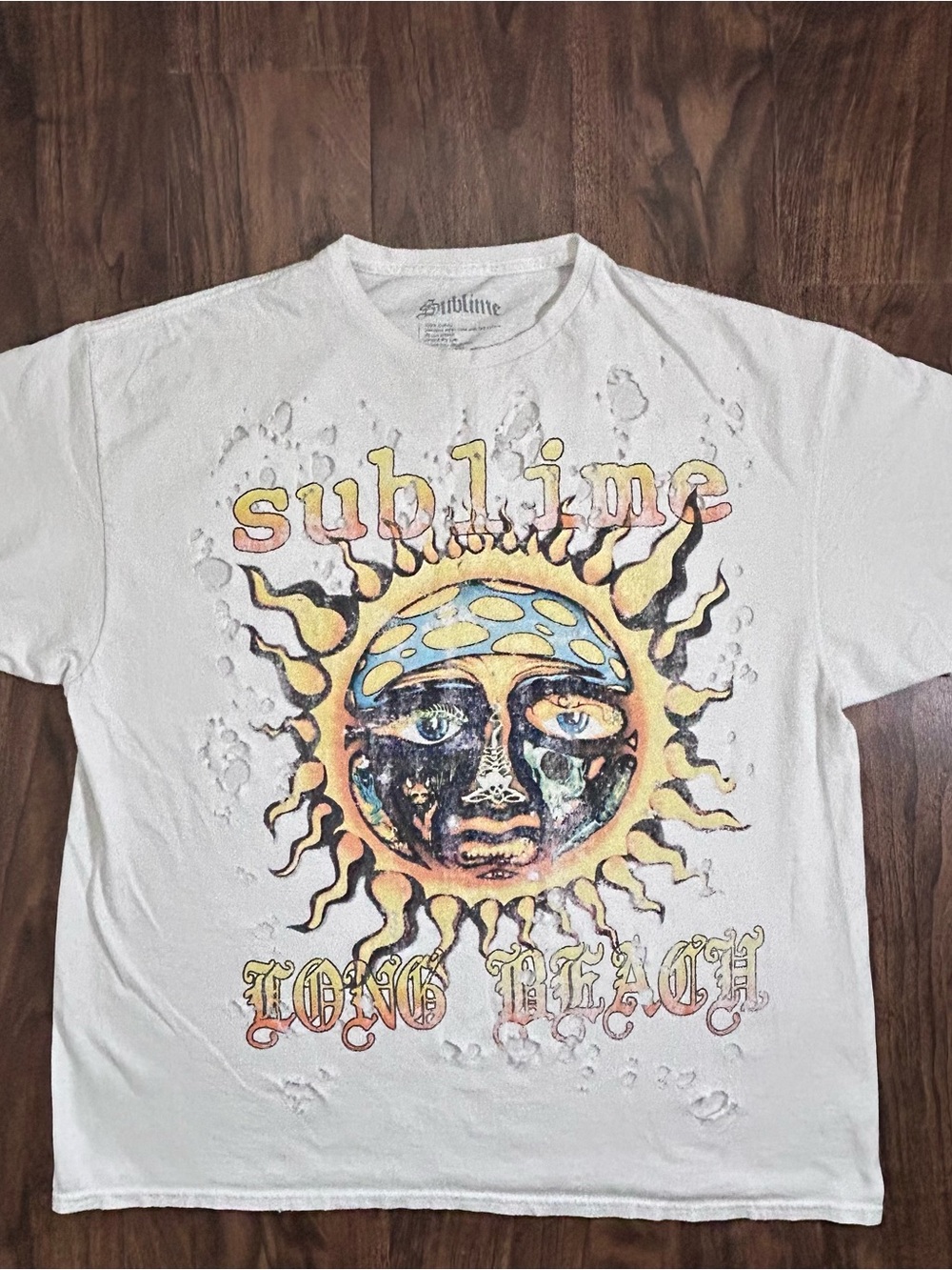 Sublime White Long Sleeve Graphic Tee - Long Beach Sun Design